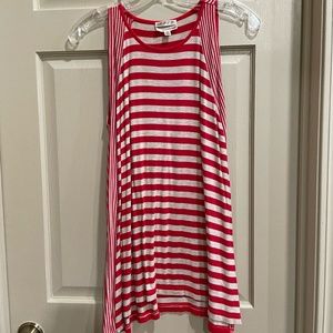 Max Studio Speciality Product Red and Cream Striped Halter Top